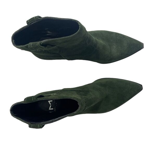 NEW Marc Fisher‎ Gona Western Bootie Dark Green Suede Leather Fall Boots 6 Shoes - Picture 2 of 9